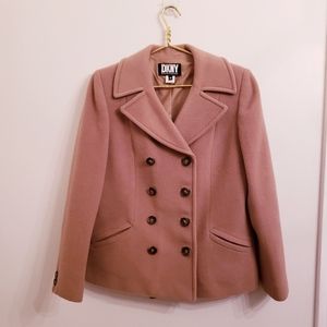DKNY short beige wool coat size 10